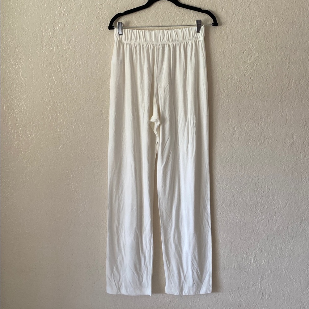 Eterne Egyptian Cotton Lounge Pant Size S Cream Straight Leg Soft Stretchy Chic - Picture 7 of 12